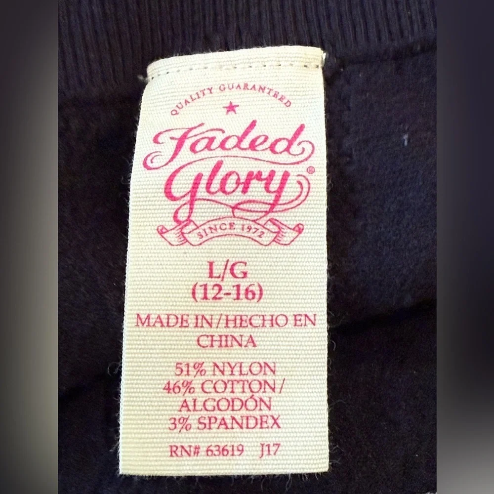Faded Glory Thick Black Knit Leggings Size L/G (12-16)
